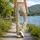 Ivory Orange Wildflowers for Yoga Pilates and Everyday Wear Leggings - 12