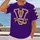 Purple Gold Football V Emblem for College Game Day Tailgates and Fan Gatherings All-over Print Unisex T-shirt - 2