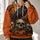 Raven Skull and Jack-o'-Lantern Halloween Scene for Autumn Night Celebrations and Parties All-over Print Hoodie (Lightweight) - 2