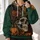 Witch Hat Skull, Raven and Pumpkins for Gothic Halloween Night Celebrations All-over Print Hoodie (Lightweight) - 2