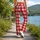 Red And White Gingham Checks For Yoga, Pilates And Everyday Casual Style Leggings - 12