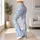 Soft Blue Diamond Floral Checks for Yoga, Pilates and Stylish Casual Weekend Outings Leggings - 11