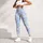 Soft Blue Diamond Floral Checks for Yoga, Pilates and Stylish Casual Weekend Outings Leggings - 5