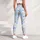 Soft Blue Diamond Floral Checks for Yoga, Pilates and Stylish Casual Weekend Outings Leggings - 4