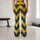 Navy Blue And Golden Yellow Chevron Stripes For Yoga, Pilates And Everyday Wear Leggings - 10