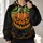 Sinister Pumpkin, Black Cat & Bat Halloween Scene for Spooky Autumn Nights and Parties All-over Print Hoodie (Lightweight) - 2
