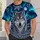 Silver Wolf and Aurora Night Sky for Winter Stargazing and Celtic Style Lovers All-over Print Unisex T-shirt - 5