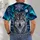 Silver Wolf and Aurora Night Sky for Winter Stargazing and Celtic Style Lovers All-over Print Unisex T-shirt - 6
