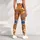 Blue Wildflowers on Tangerine for Yoga, Pilates, and Everyday Studio-to-Street Wear Leggings - 5