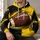 Split Black And Golden Football With Starbursts For Game Day And Casual Weekend Wear All-over Print Hoodie (Lightweight) - 6