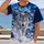 A realistic silver-white wolf in a snowy mountain forest beneath a turquoise and violet aurora. All-over Print Unisex T-shirt - 2