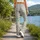 Sage Green Polka Dot Style for Yoga, Pilates, Commuting and Everyday Casual Wear Leggings - 12