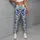 Blue White Wildflower Blooms for Yoga Pilates and Everyday Wear Leggings - 6