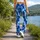 Blue White Tie Dye Shibori for Yoga Pilates and Everyday Studio Style Leggings - 12