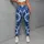 Blue White Tie Dye Shibori for Yoga Pilates and Everyday Studio Style Leggings - 5