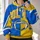 Blue And Gold Football And Lightning Bolts for Game Day and Casual Weekend Outings All-over Print Hoodie (Lightweight) - 2
