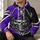 Split Purple Black Skull Helmet and Lightning for Bold Game Day Style All-over Print Hoodie (Lightweight) - 6
