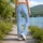 Sky Blue and White Polka Dots for Yoga, Pilates, Travel and Everyday Casual Wear Style Leggings - 12