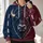 Split Navy Burgundy Bison Head Football Lace Style for Autumn Casual Weekend Wear All-over Print Hoodie (Lightweight) - 2