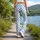Sky Blue Polka Dot Style for Yoga, Pilates, Commuting and Everyday Casual Wear for Women Leggings - 12