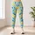 Mint Green Yellow and Blue Leaf Motifs for Yoga Pilates and Everyday Casual Wear Leggings - 4