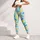 Mint Green Yellow and Blue Leaf Motifs for Yoga Pilates and Everyday Casual Wear Leggings - 5