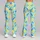 Mint Green Yellow and Blue Leaf Motifs for Yoga Pilates and Everyday Casual Wear Leggings - 9