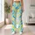 Mint Green Yellow and Blue Leaf Motifs for Yoga Pilates and Everyday Casual Wear Leggings - 11