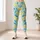 Mint Green Yellow and Blue Leaf Motifs for Yoga Pilates and Everyday Casual Wear Leggings - 6