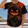 Fiery Jack-O'-Lantern Haunted Manor Halloween Night Scene for Spooky October Celebrations All-over Print Unisex T-shirt - 2