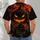 Fiery Jack-O'-Lantern Haunted Manor Halloween Night Scene for Spooky October Celebrations All-over Print Unisex T-shirt - 6