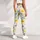 Yellow And Gray Floral Motifs for Yoga, Pilates, and Everyday Wellness for Women Leggings - 5