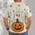 Cute Ghost Jack-O'-Lantern for Halloween Parties and Seasonal Fall Outings All-over Print Unisex T-shirt - 6