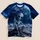 Seated Blue Alien Beneath Earth for Sci-Fi Parties and Cosmic Nights All-over Print Unisex T-shirt - 1