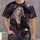 Witch and Black Cat Among Purple Roses for Halloween, Women's Gothic Style All-over Print Unisex T-shirt - 4
