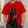 Red Doberman Dog Portrait for Everyday Summer Outings and Casual Canine Lovers All-over Print Unisex T-shirt - 5