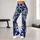 Cobalt Blue Geometric Wildcat Motifs for Bold Yoga, Pilates and Fitness Sessions Leggings - 11