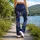 Indigo Botanical Linework for Yoga, Pilates, and Outdoor Fitness Training Lifestyle Leggings - 12