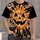 Orange Jack-O'-Lantern Face with Bats for Halloween Parties and Spooky October Nights All-over Print Unisex T-shirt - 4