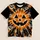 Orange Jack-O'-Lantern Face with Bats for Halloween Parties and Spooky October Nights All-over Print Unisex T-shirt - 1