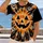 Orange Jack-O'-Lantern Face with Bats for Halloween Parties and Spooky October Nights All-over Print Unisex T-shirt - 2