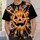 Orange Jack-O'-Lantern Face with Bats for Halloween Parties and Spooky October Nights All-over Print Unisex T-shirt - 5