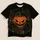 Scary Pumpkin and Three Black Cats for Halloween Celebrations and Autumn Parties All-over Print Unisex T-shirt - 1