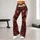Burgundy Vintage Botanical Florals for Relaxed Vacation Style and Everyday Living Leggings - 11