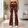 Burgundy Vintage Botanical Florals for Relaxed Vacation Style and Everyday Living Leggings - 12