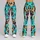 Playful Wild Dog Faces In Turquoise For Bright Summer Days And Casual Outings Leggings - 9