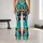 Playful Wild Dog Faces In Turquoise For Bright Summer Days And Casual Outings Leggings - 10