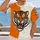 Roaring Tiger Head and Orange Ivory Colorblock for Outdoor Adventure Enthusiasts All-over Print Unisex T-shirt - 2