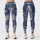 Navy Ivory Floral And Geometric Patchwork For Relaxed Weekend Style And Travel Wear Leggings - 3