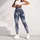 Navy Ivory Floral And Geometric Patchwork For Relaxed Weekend Style And Travel Wear Leggings - 5